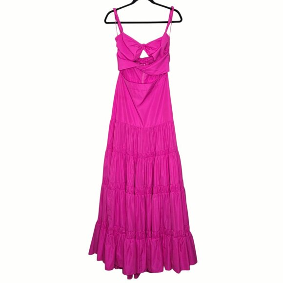 Alexis Azalea Maxi Dress Magenta Pink Twist Cutout Tiered Gown M‎ - Picture 4 of 16